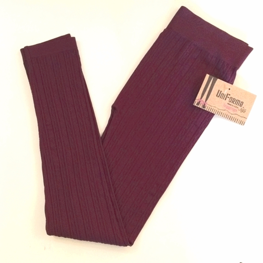 PURPLE WEAVE TEXTURED LEGGINGS